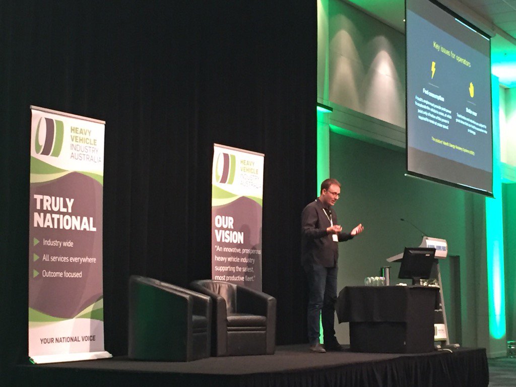 brettowright's tweet photo. Mack Murray President Adgero SAS presenting on regenerative hybrid tech for HV @_HVIA #comvec16 https://t.co/VUti78gWSk