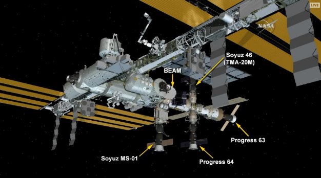 wakka44's tweet photo. #ISS #progressMS02 amarré à Zvezda, #ProgressMS03 à Pirs, #SoyuzMS01 à Rassvet et #SoyuzTMA20M à Poisk. https://t.co/ww9SiDyCXp