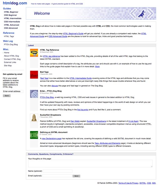 htmldog's tweet image. The original HTML Dog, 2003–2004.