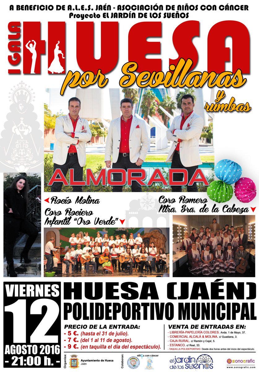 sonografic's tweet photo. A la venta las entradas d la #IGalaBeneficiaHuesaporSevillanasyRumbas organizada x el Ayto. d Huesa a benefio d ALES https://t.co/byyFxrbEX8