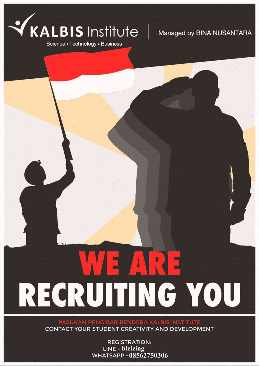 kalbisuniv's tweet photo. Dicari Kalbiser yang berminat untuk bergabung menjadi Pasukan Pengibar Bendera KALBIS Institute. #KalbisForFuture https://t.co/8gWbH7RMEC