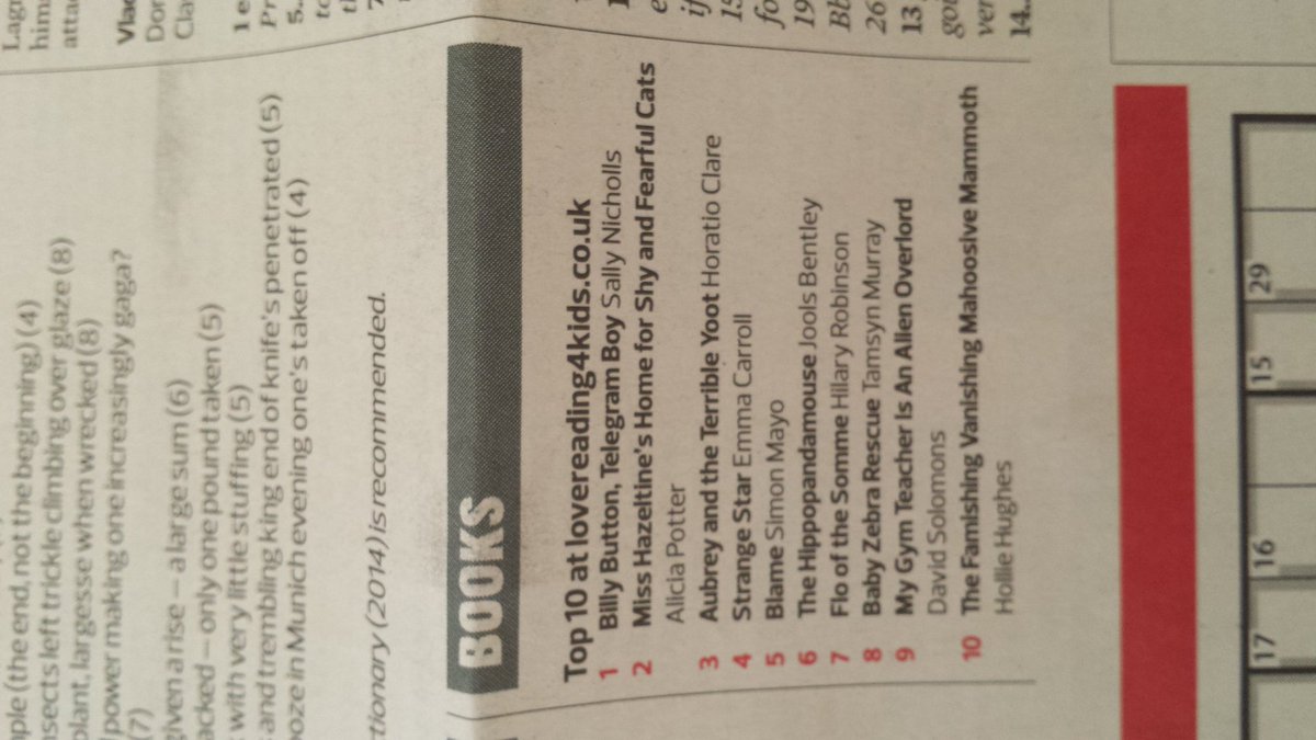 Terrific no 3 for Aubrey and the Terrible Yoot in <a href="/guardian/">The Guardian</a> <a href="/lovereadingkids/">LoveReading4Kids</a> top 10! <a href="/BranfordBoase/">Branford Boase Award</a> <a href="/HoratioClare/">Horatio Clare</a>