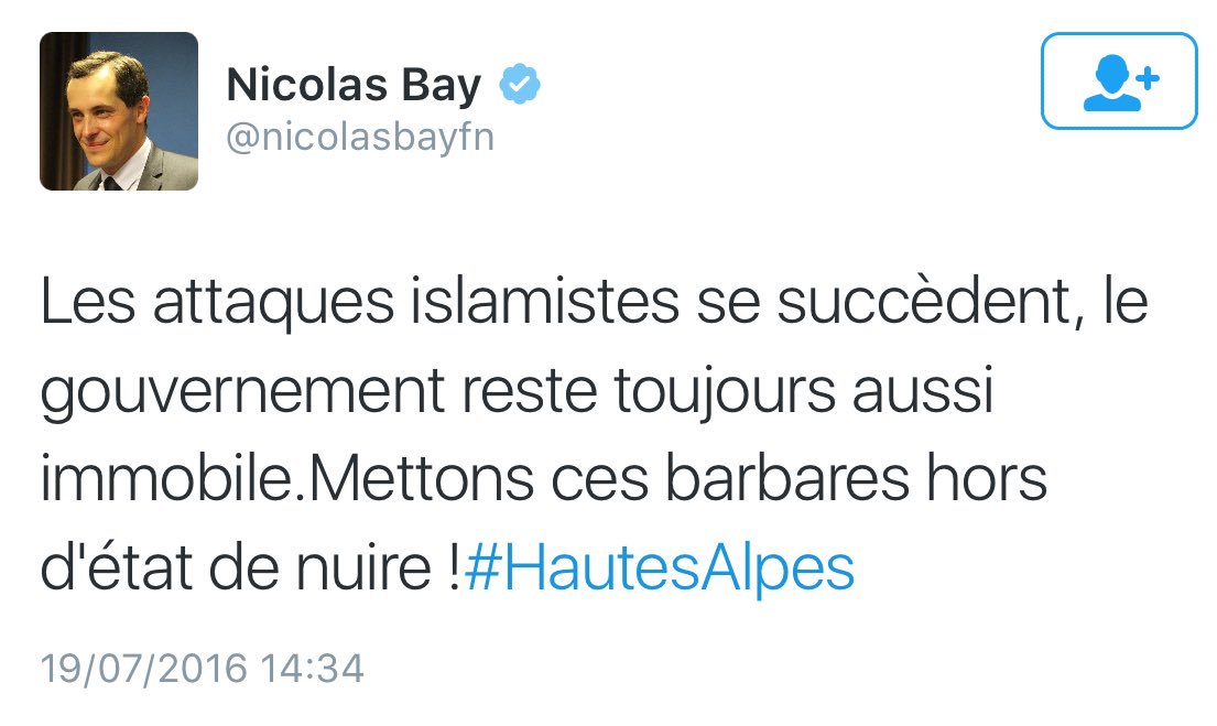 Alkanz's tweet photo. Les élus FN au taquet après l'agression dans les #HautesAlpes. Devine qui a intérêt à alimenter la psychose ? https://t.co/FcRV9bYbhb