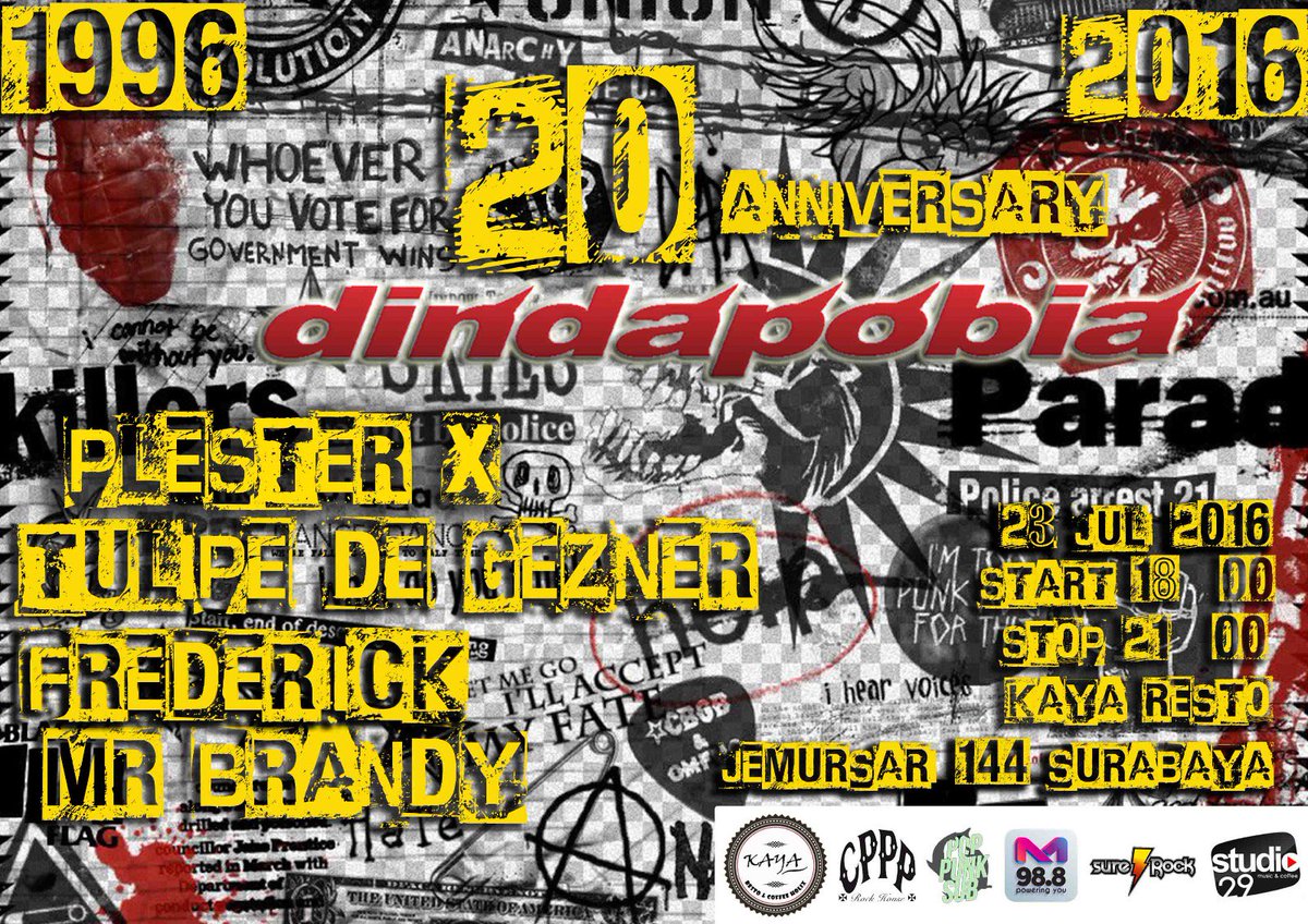#Anniversary20th <a href="/dindapobia/">dindapobia|official</a> Sabtu,23Juli2016 <a href="/KAYAresto/">KAYA Resto</a> 18.00-21.00 Free Entry info us <a href="/CPPP_RockHouse/">CPPP RockHouse</a>