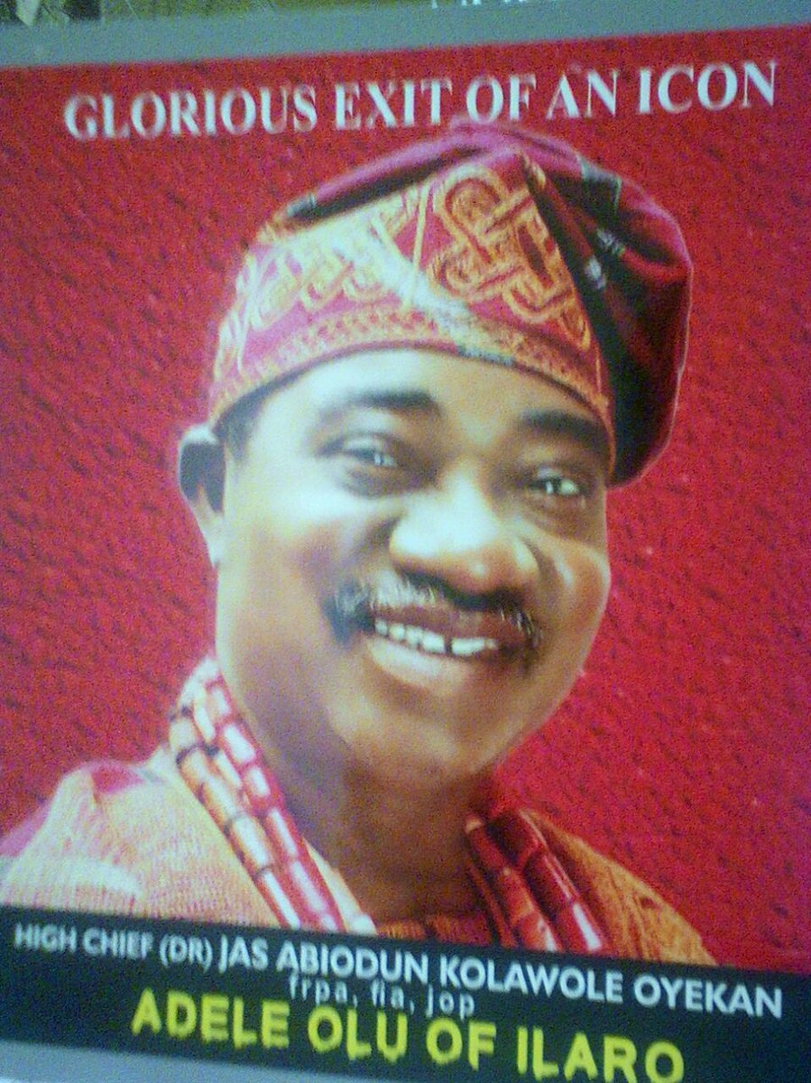 ILAROYOUTH's tweet photo. Glorious Exit of an Icon. Adieu High Chief JAS Oyekan @Baaroyin @BiyiOtegbeye @olusegunadewale @fkeyamo @linkOGUN https://t.co/YOQ9ATKczP