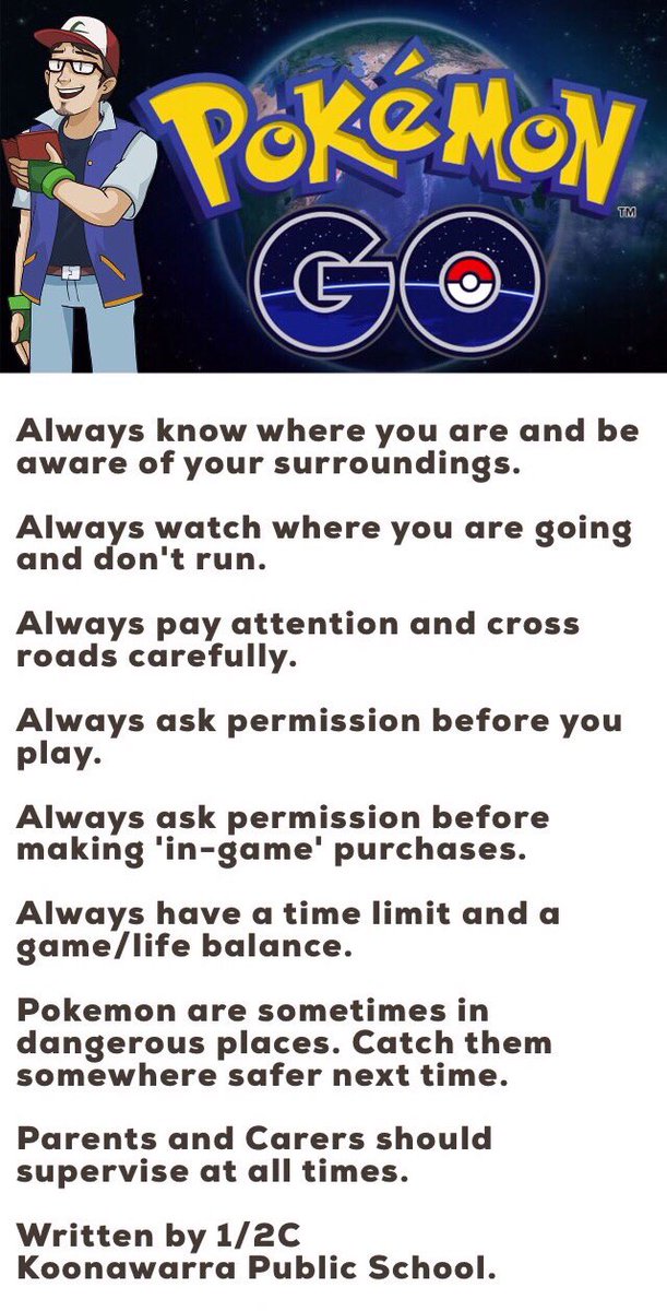 icameisawipad's tweet photo. Safety advice poster - Year 1/2 Students. #PokemonGO #stem #steam #dlcstem @janehunter01 @CavillJyckel @devans17 https://t.co/ga2q1HQdF6
