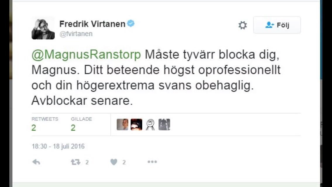 MagnusRanstorp's tweet image. .@fvirtanen i nötskal. Först gör han personangrepp, misstänkliggöranden, sedan ihopkoppling med högerextremism.
