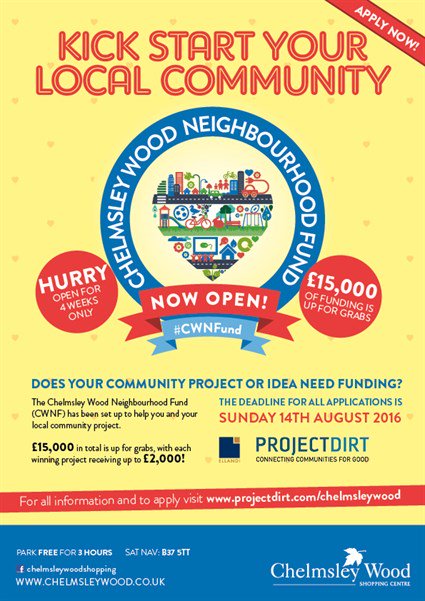 The #CWNFund has launched at #ChelmsleyWood!£15K for #communityprojects in #NorthSolihull bit.ly/29Iwkl0
