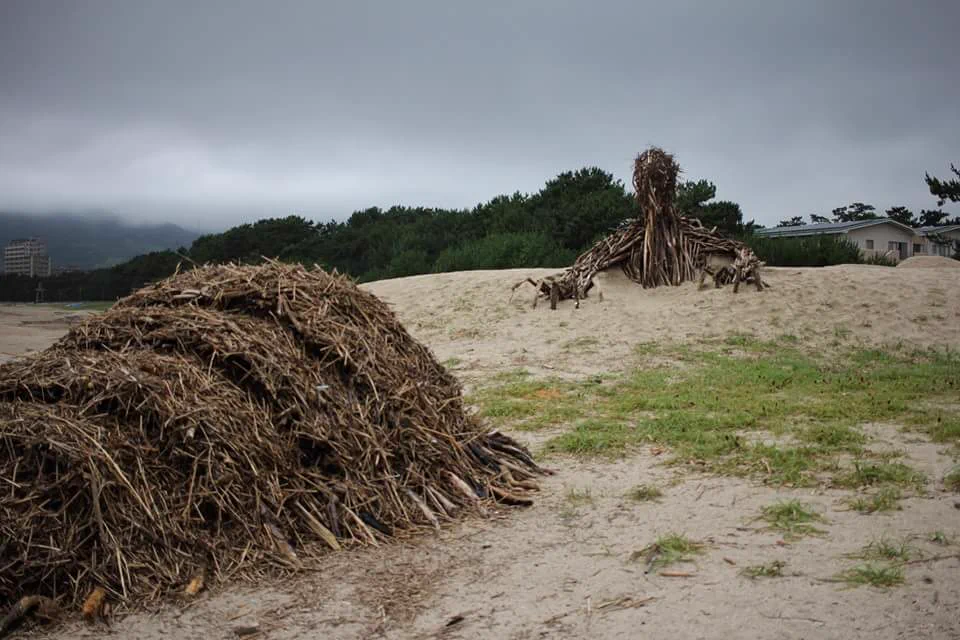 海岸の漂着ゴミで作られた王蟲と巨神兵のクオリティ高すぎｗでもゴミですｗｗｗ