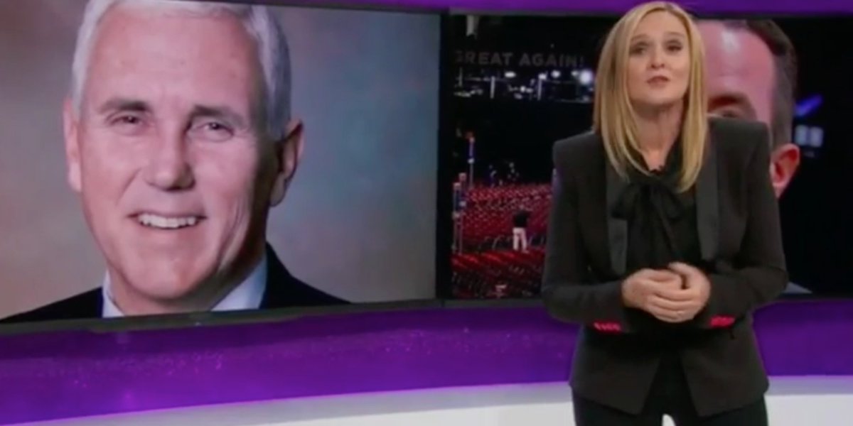 HuffPost's tweet photo. Samantha Bee: "Indiana hates Mike Pence as much as Indiana Jones hates snakes" https://t.co/ywL64FKmhr https://t.co/jgpr87Fcq9