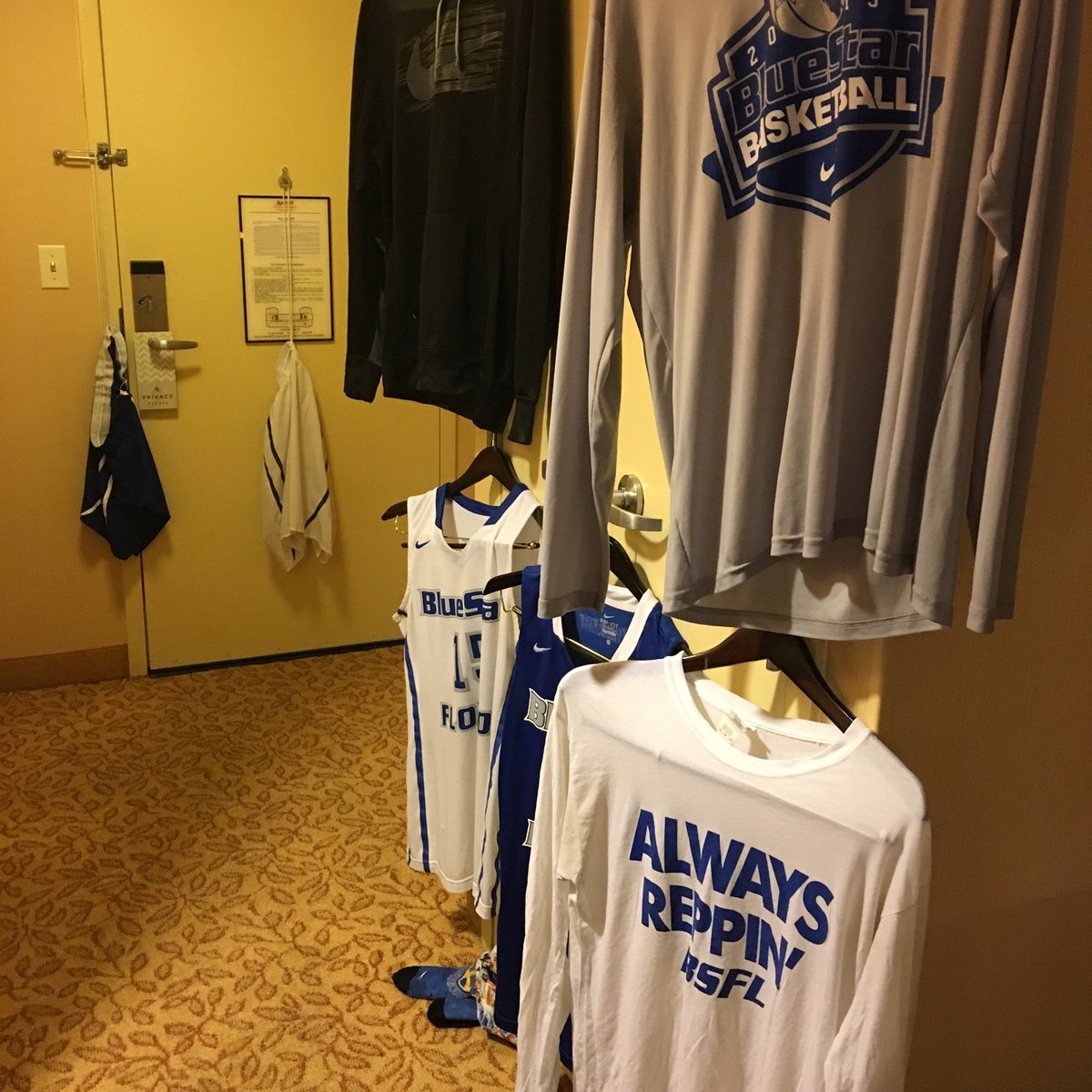 Coach_Joel_Vega's tweet photo. Back on the road hotel living in T-Minus 3 days. #LogoRow. Marietta then Augusta! #BSFLStrong https://t.co/0ZLK0FkbCq