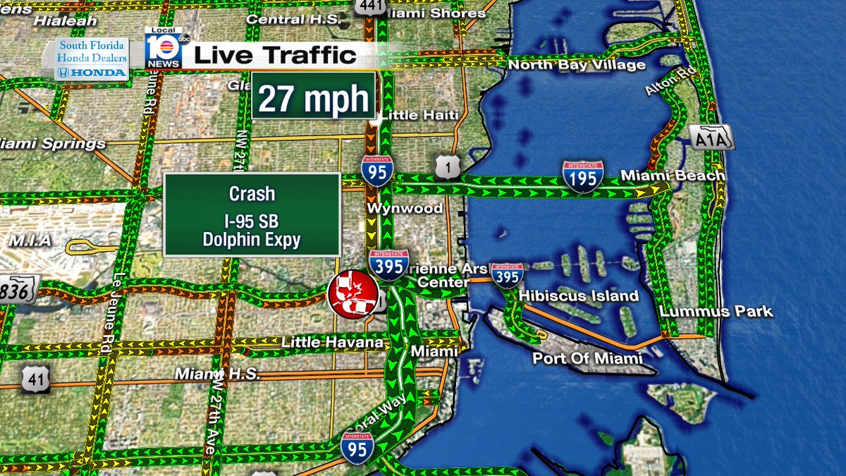 Crash on I-95 SB at the Dolphin Expressway #Miami #Traffic https://t.co/b4xz0tg4yc