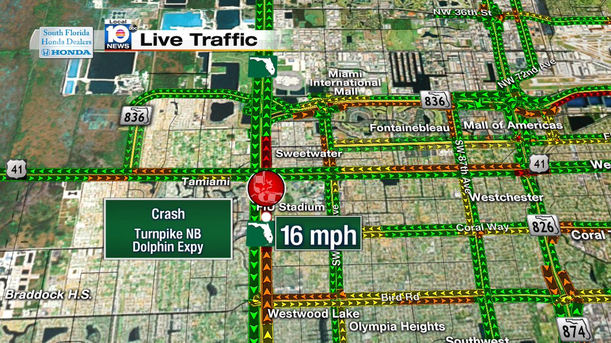 Crash at the Turnpike NB and Dolphin Expressway #Miami #Traffic https://t.co/UaMXkKVmtl
