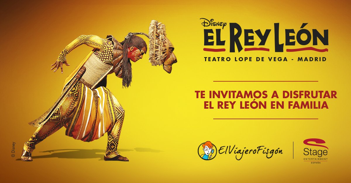 ElViajeroFisgon's tweet photo. ¡Entra y participa en el sorteo de 4 invitaciones para el musical El Rey León en Madrid! 👉 https://t.co/D4ZIhmUcgY https://t.co/ldhq5N9Ukn