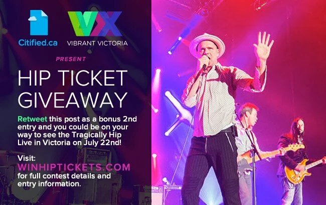 VibrantVictoria's tweet image. Enter to win Tragically Hip tickets from VV and @CitifiedYYJ at WinHipTickets.com #yyj