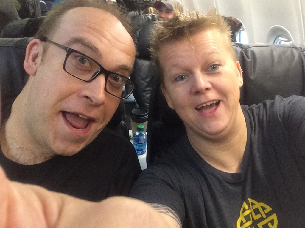 SpazzBunny's tweet photo. #FirstClassSelfie on our way to #SDCC2016 with @Wasteland74 wuhooooo!! https://t.co/S5EHprNTeR