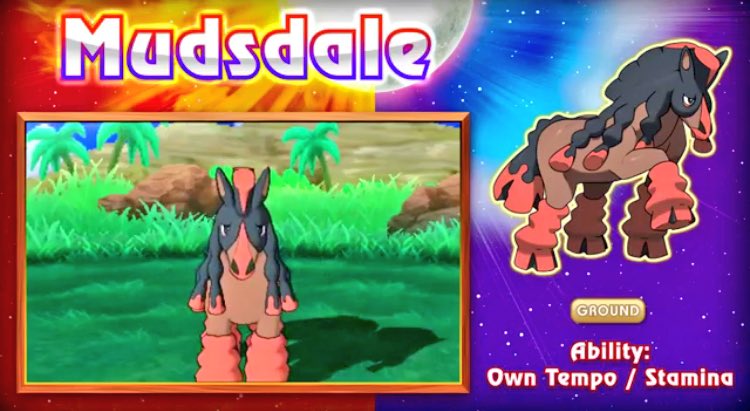 Pokemon_Days's tweet image. New #Pokemon revealed for "Pokemom Sun and Moon" ☀️🌙Wimpod, Bounsweet, Comfey and Mudsdale.
