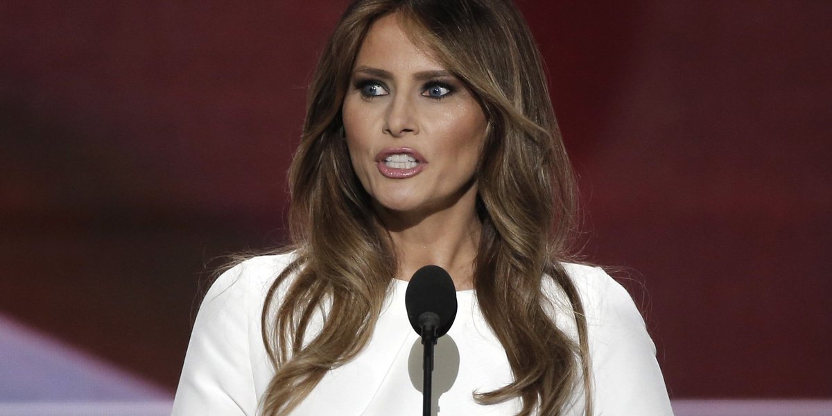 HuffPostPol's tweet image. Melania Trump plagiarized her #RNCinCLE speech from Michelle Obama huff.to/2a4Yh9U