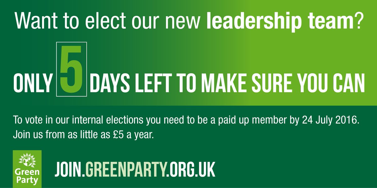 TheGreenParty's tweet photo. All our members can vote in our #GreenLeadership elections. Just make sure you're paid-up (or join us!) by 24th July https://t.co/2Wgn5KvKOe