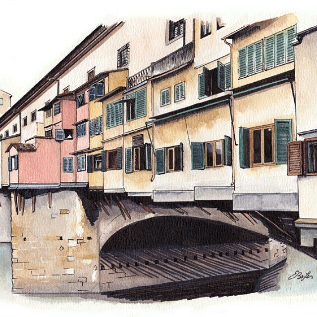 AirshipNotebook's tweet photo. Amazing #architecture #illustration by Esther BeLer Wodrich (@estherbeler) of #PonteVecchi… https://t.co/PcyCpwFYW3 https://t.co/5faz0z89Wn