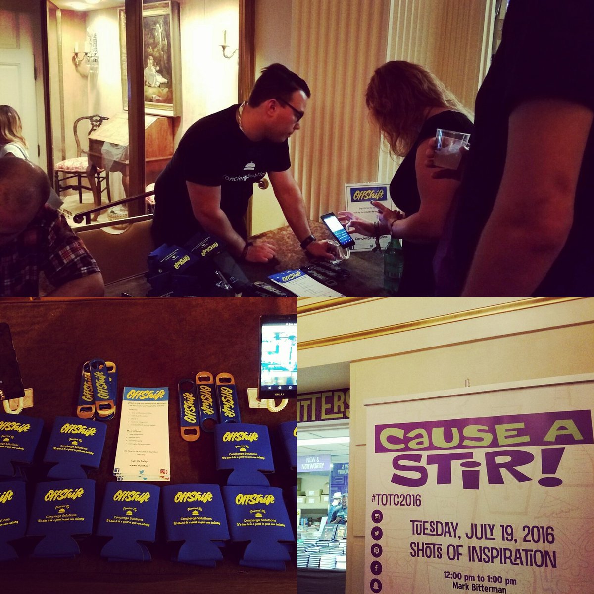 GoOffShift's tweet photo. Were live at the shots of inspiration @totc till 3 p.m. Stop by for @GoOffShift swag! #TOTC2016 #followyournola https://t.co/y1LGuDaBwx