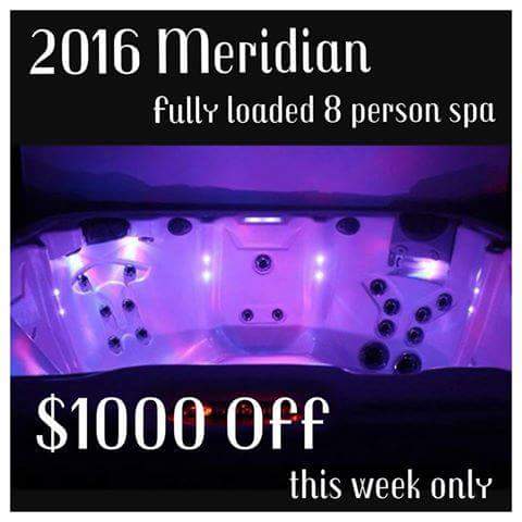 Dimension One 2016 Meridian 
Weekly hot tub special $1k off
#hottubsale #hottubs #huntsville #poolsplus