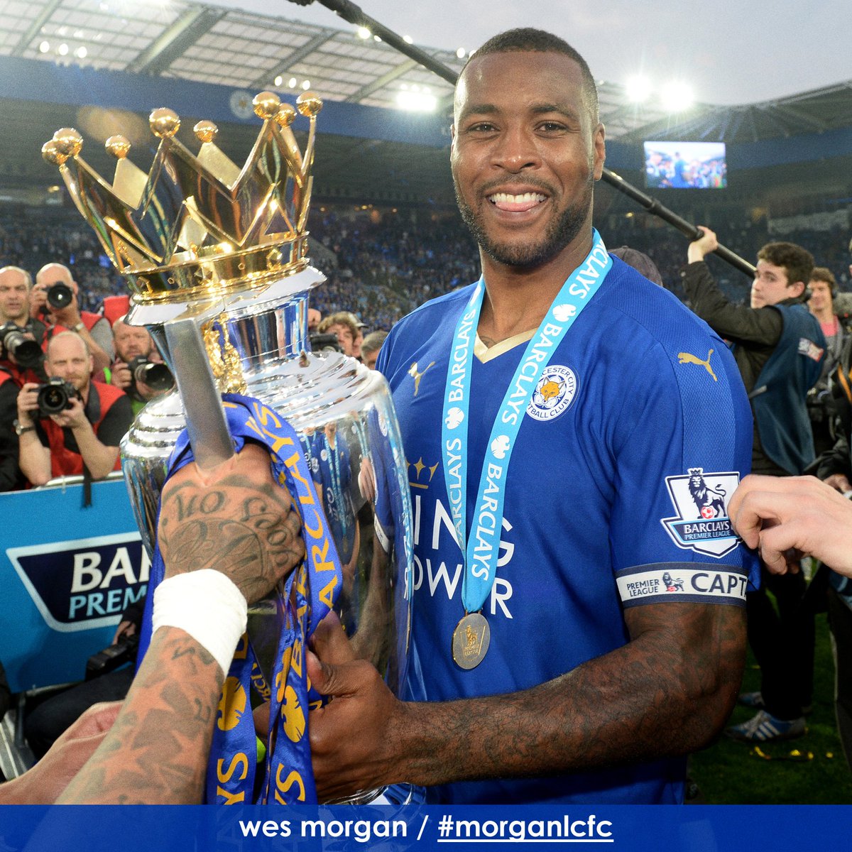LCFC's tweet image. SIGNED #lcfc’s @premierleague winning captain @Wes5L1nk signs new contract to June 2019. More follows... #morganlcfc