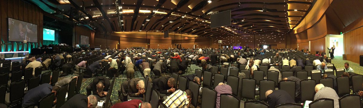 Ministers on their knees after a PowerFULL State of the Church address from <a href="/DrMarkLWilliams/">Mark L. Williams</a> #goCOG <a href="/COGHQ/">Church of God</a> <a href="/COGYD/">Youth & Discipleship</a>