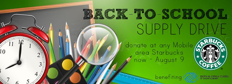 Wrap up your summer by doing good! Our partner Boys &amp; Girls Clubs of South Alabama is holding a school supply drive.