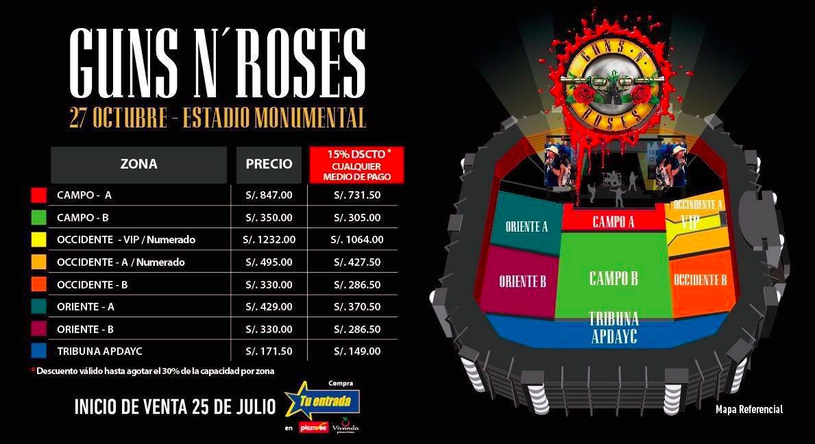conciertosperu's tweet photo. ¡Entradas para @gunsnroses en Lima salen a la venta el lunes! Descuentos y más info aquí -> https://t.co/T1SraEadfM https://t.co/oOXRCo22Nj