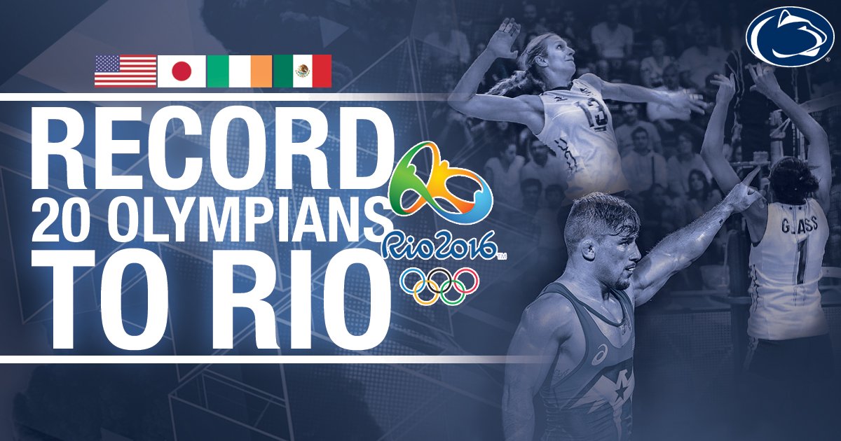 GoPSUsports's tweet photo. A school-record 20 Penn Staters are gearing up for #Rio2016. #WeAre https://t.co/47ME9pVr03 https://t.co/R6r4K6lZFC