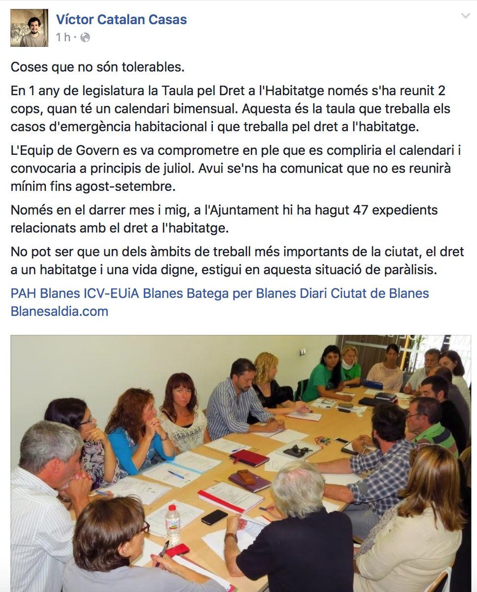 Blanesaldia's tweet photo. El regidor blanenc @victor_catalan ha publicat això al seu Facebook @PAHBLANES @pahlloret @BategaperBlanes https://t.co/LhF8K7VDCT