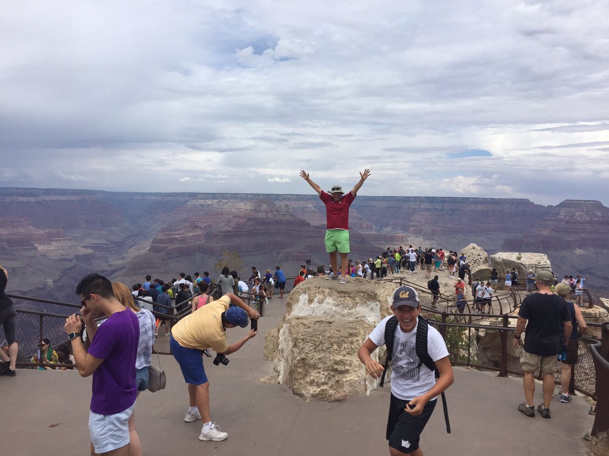 teaperson12's tweet photo. my dad is afraid of heights but still wanted a "bad ass picture." We got a little creative to help him out. https://t.co/k143iZD0QN