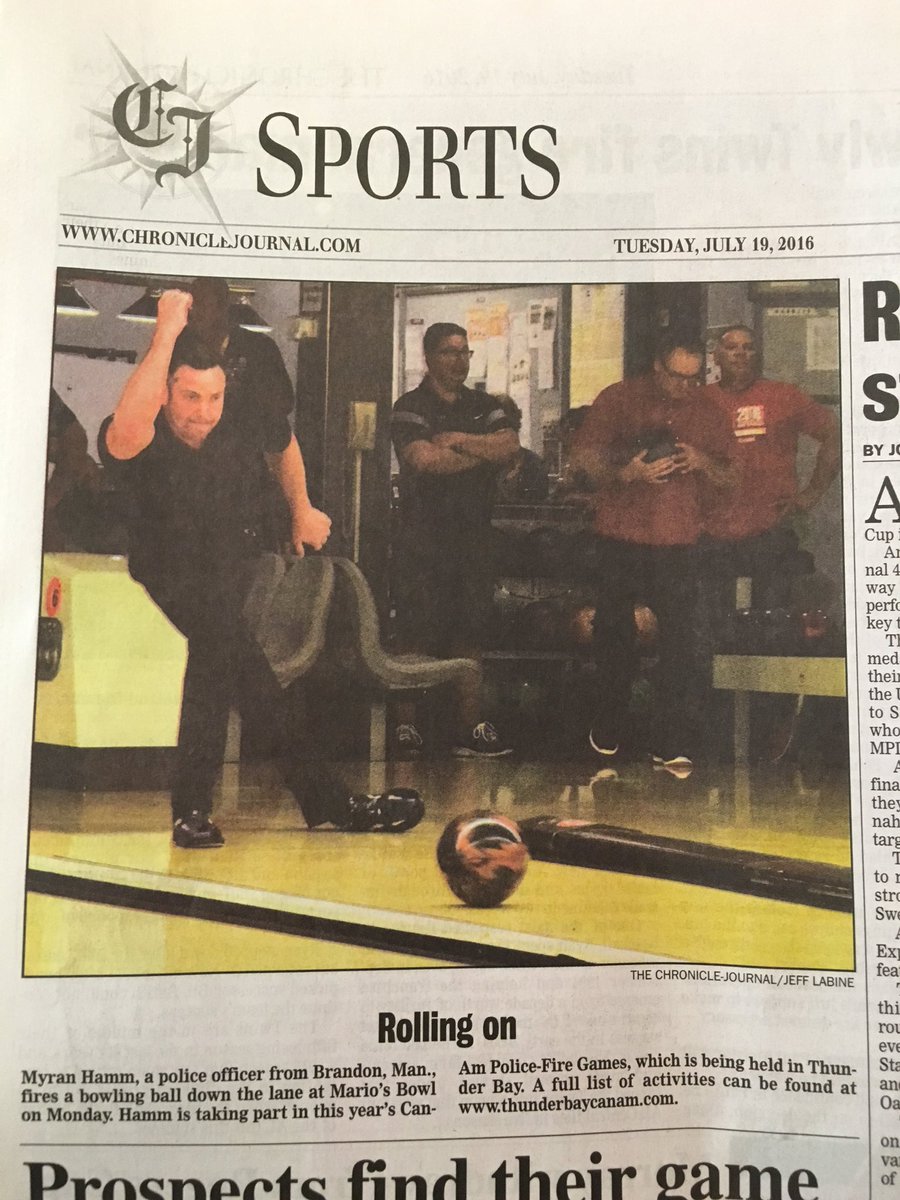 AshleighErica's tweet photo. Check out that form by @JimLongworth made the paper at @canampolicefire games @BrandonPolice @bdnpa #canamtbay https://t.co/7VgCspBtSu