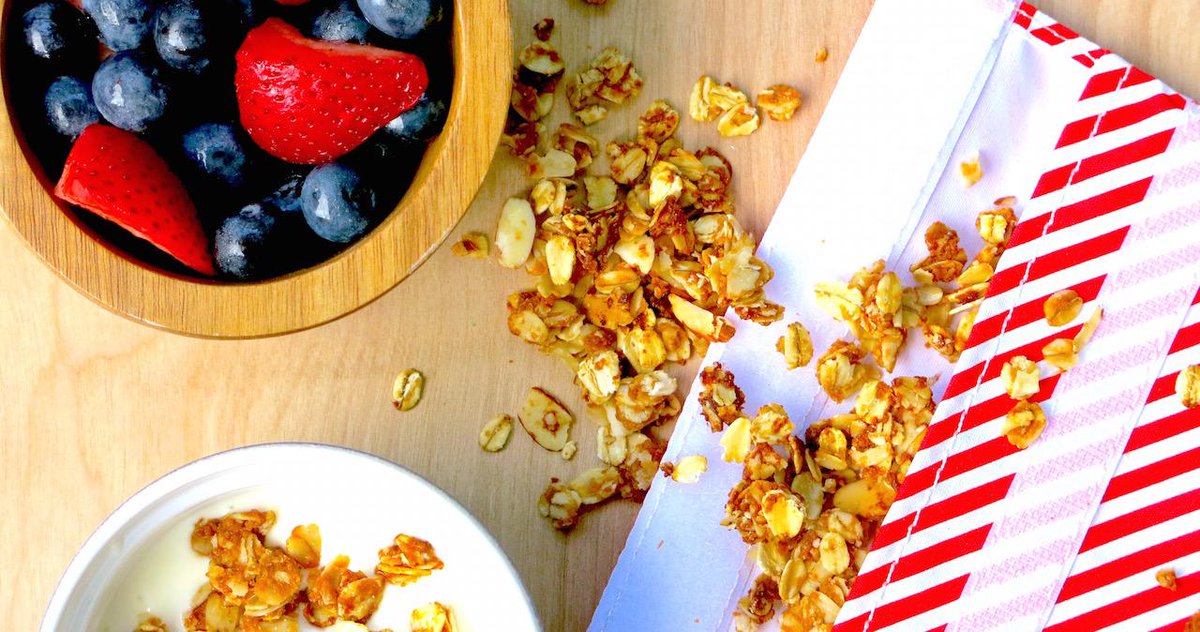 PB &amp; Honey granola with almonds over yogurt or by the handful...how will you enjoy? - sot.ag/5dnXv