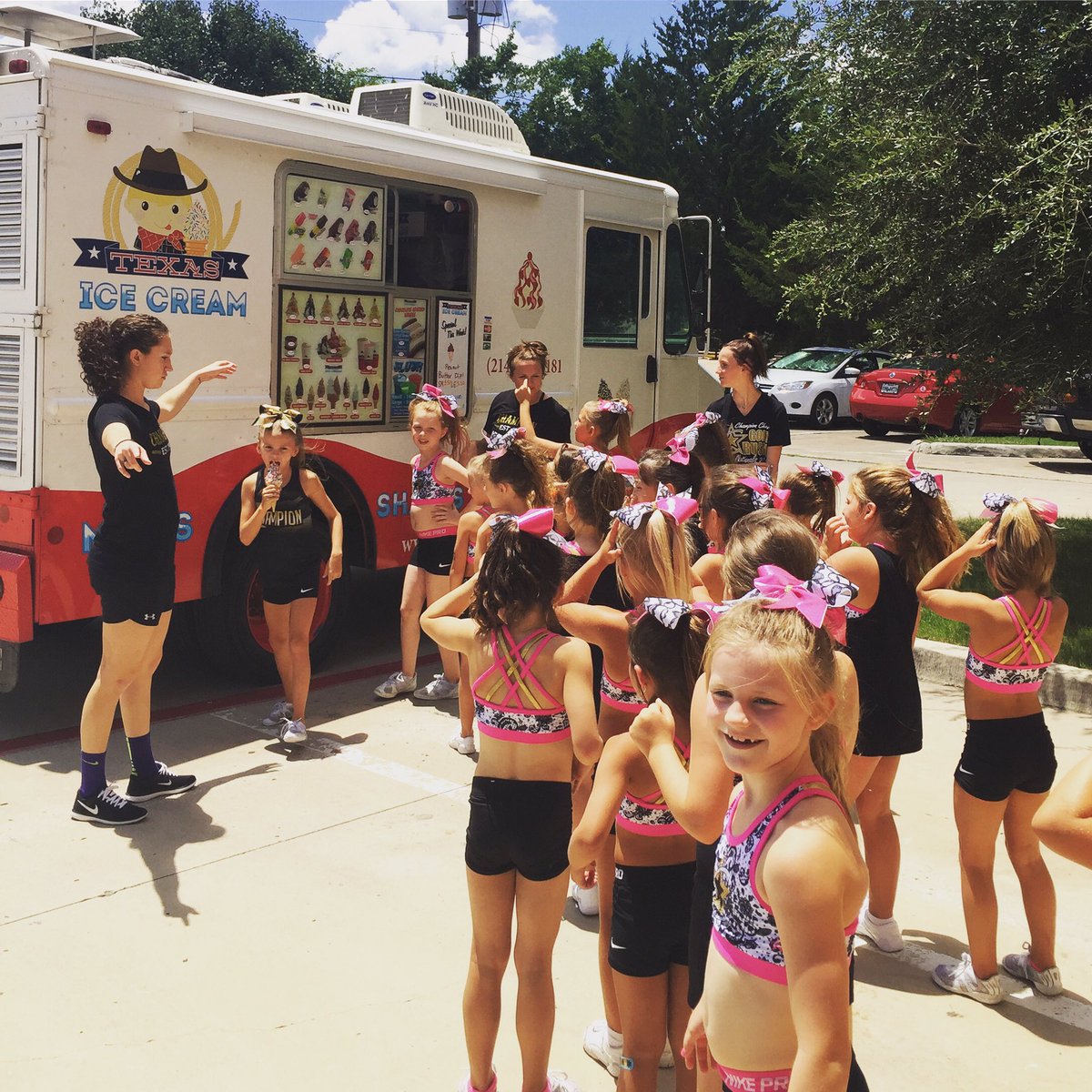 ChampionCheerAS's tweet photo. Dynamite had a FUN surprise at camp today! Everybody loves the ice cream truck! π¦ #DMiteCamp https://t.co/j6U0yuZamG