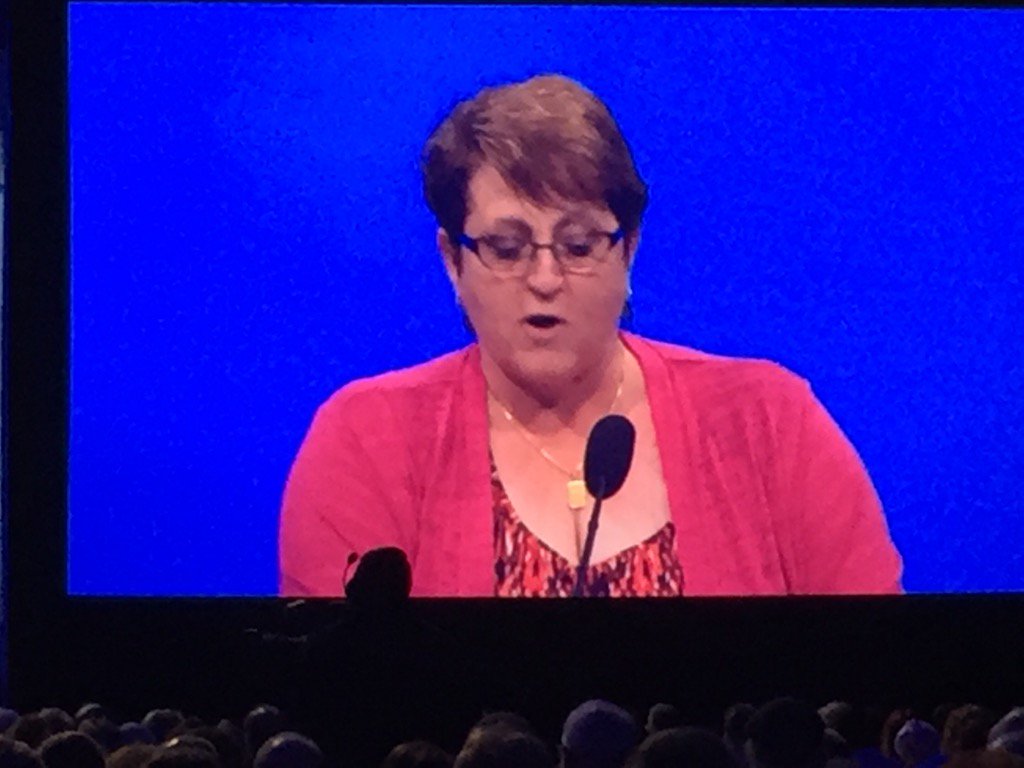 don_albright's tweet photo. MBO's Patty Crispino speaking up for LGBTQ rights at the AFT Convention. @D75uft @UFT @AFTunion @UFT_MBO @nysut https://t.co/zwQt5BYsWn