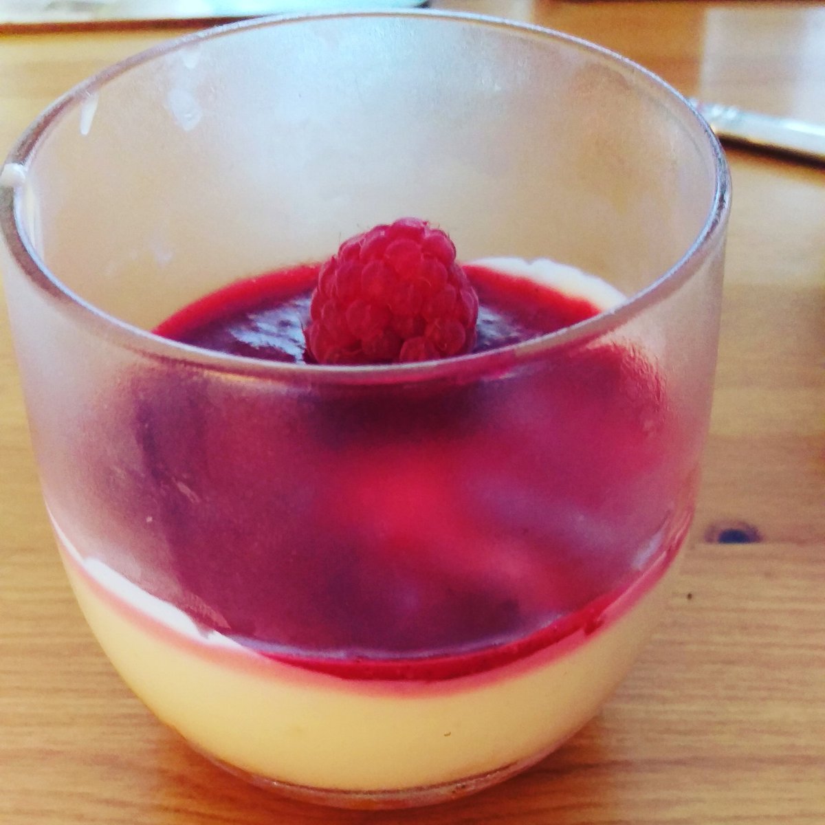 Home made lemon posset with raspberry coulis made by @CloCohen #girlsagenius #utterlyamazing