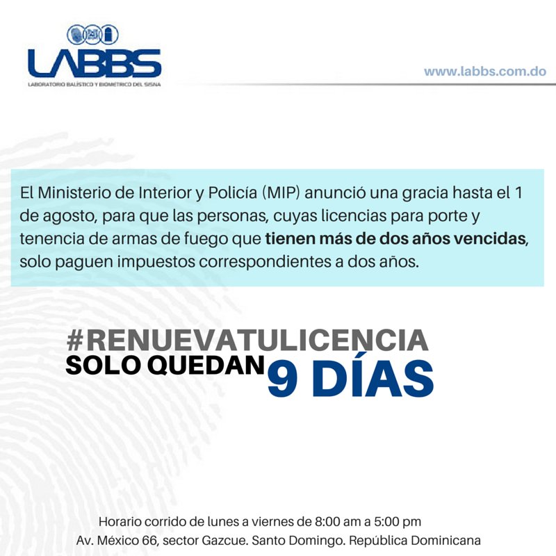 AtencionLABBS's tweet photo. En 9 días vence plazo de gracia anunciado por @InteriorRD para quienes tienen más de 2 años con licencias vencidas https://t.co/PO7NdP9s5e