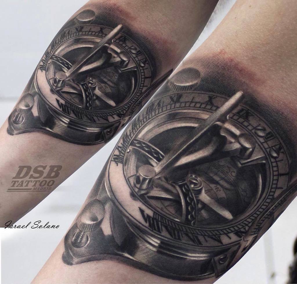 Grey Compass Tattoo