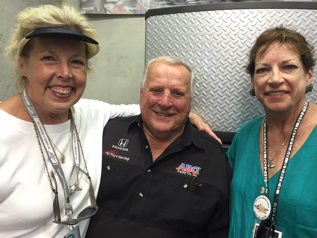 AJFoytRacing's tweet photo. Lost our dear friend &amp; Racing a great Lady-Jenny Nickell. Pic w sis Julie (L) AJ @IMS #RIPJenny #Pioneer  @IndyCar https://t.co/UIUmu4Emh7