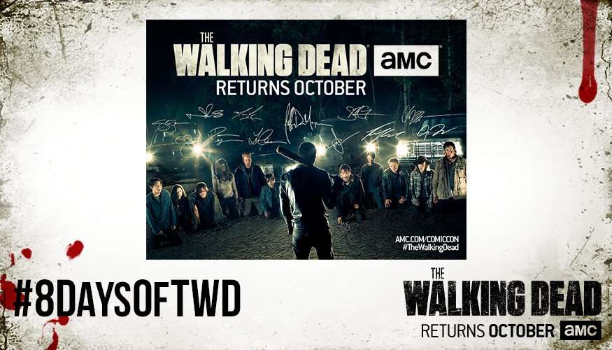 WalkingDead_AMC's tweet image. Ready for #TWDSDCC? RETWEET for a chance to win this signed #TWD poster in today&apos;s #8DaysofTWD prize. #sweepstakes