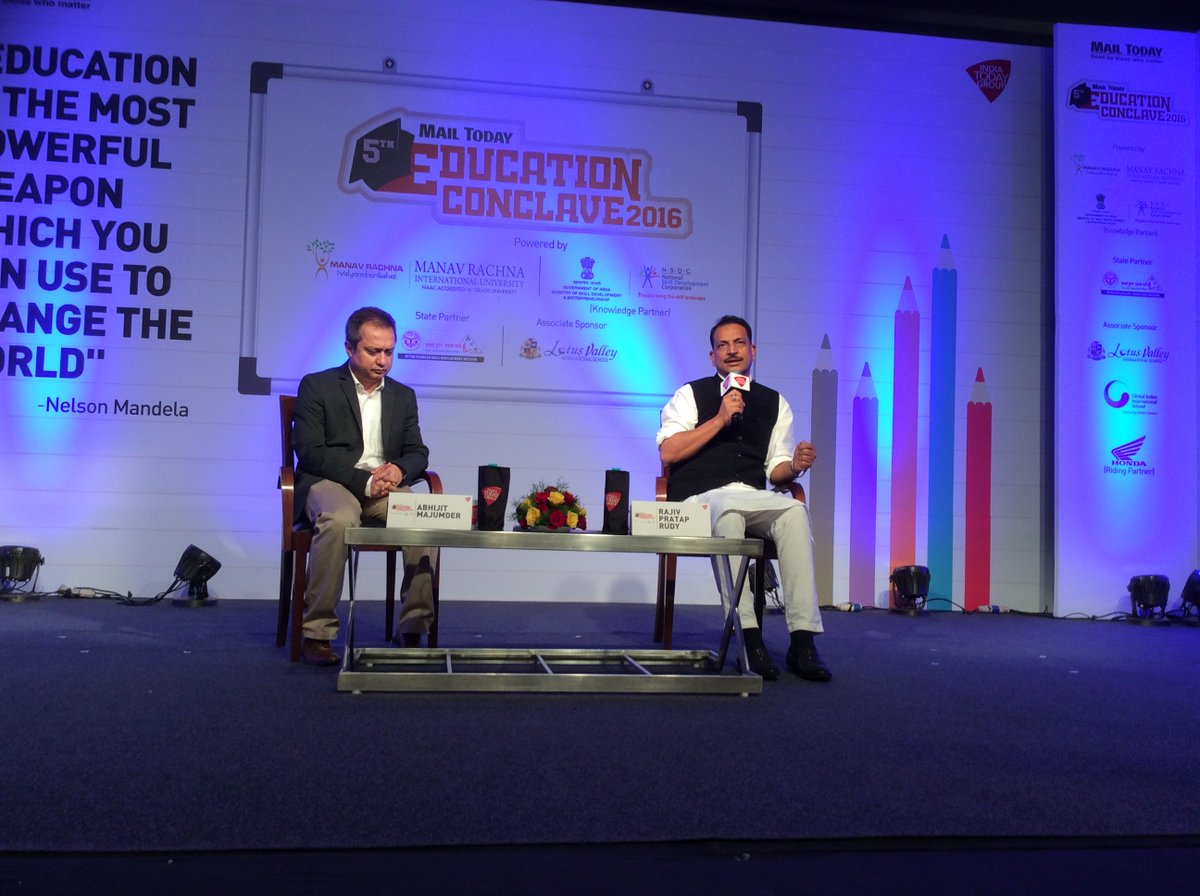 RajivPratapRudy's tweet photo. Shared my views on the importance of integrating skills with formal education at #MailTodayEduConclave in DEL today. https://t.co/KhGkOdYhTw