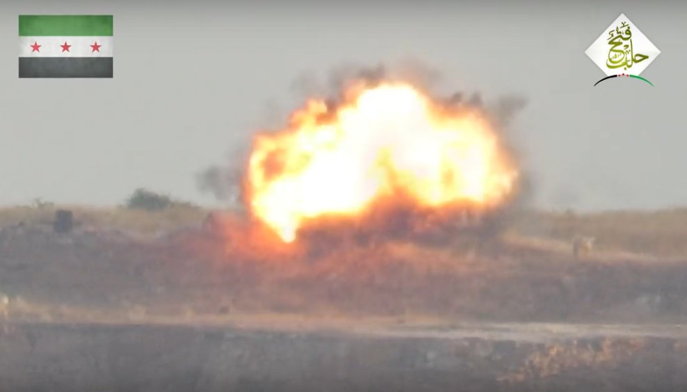 CombatChris1's tweet photo. Aleppo : #FSA Safwat Battalion use a TOW to destroy a Regime 57mm gun on #Madafa hill. https://t.co/wXEXznIJ64 https://t.co/QnaI1g9Net