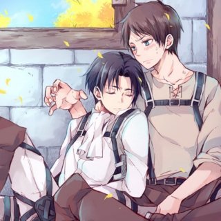 Levi leans against Eren, letting his guard down as he falls asleep in seconds due to the lack of sleep he gets.