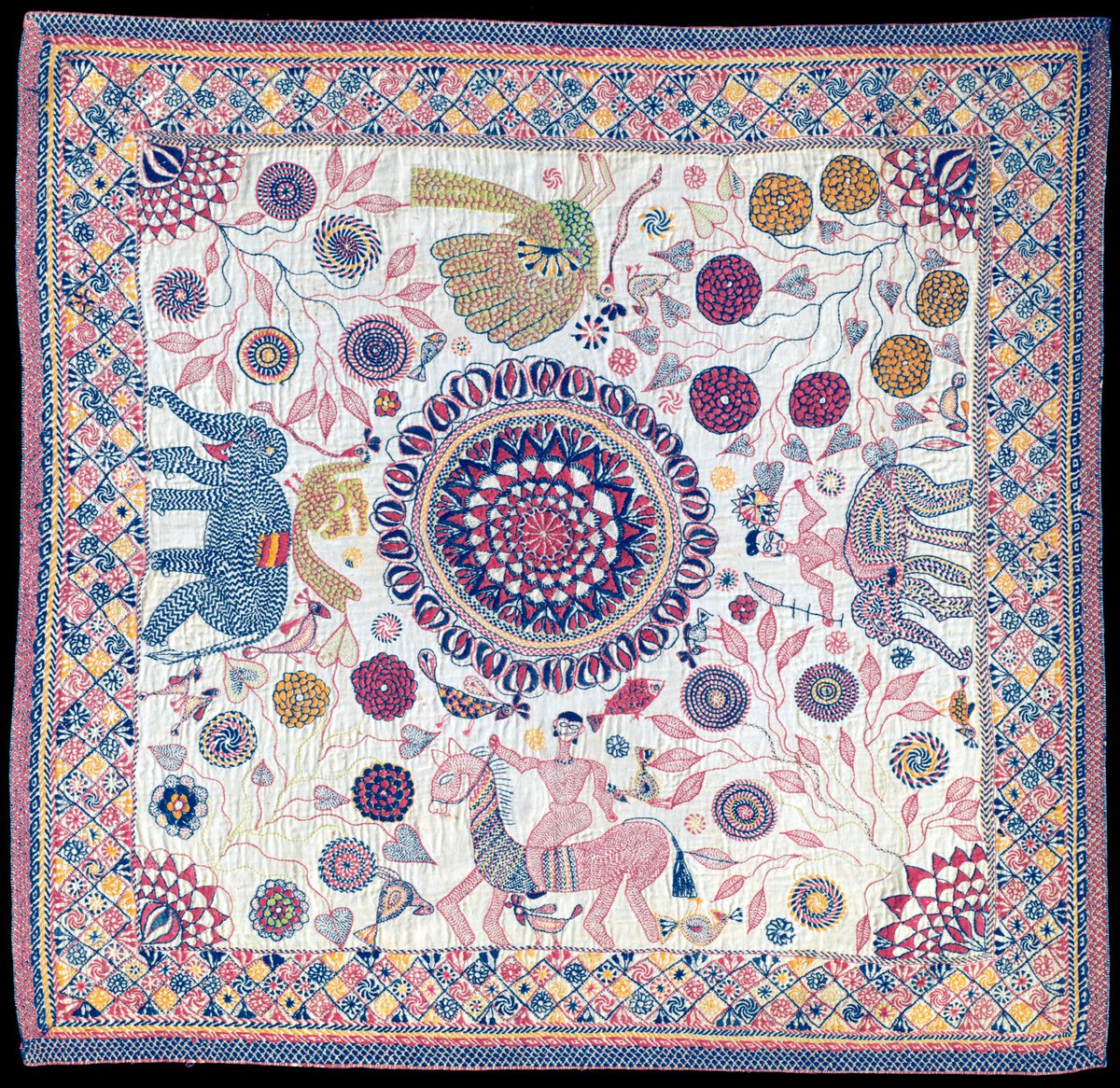 A "nakshi kantha" (embroidered quilt) from <a href="/Bangladesh/">Bangladesh</a>, exhibited at Philadelphia Museum of Art. Maker unknown.