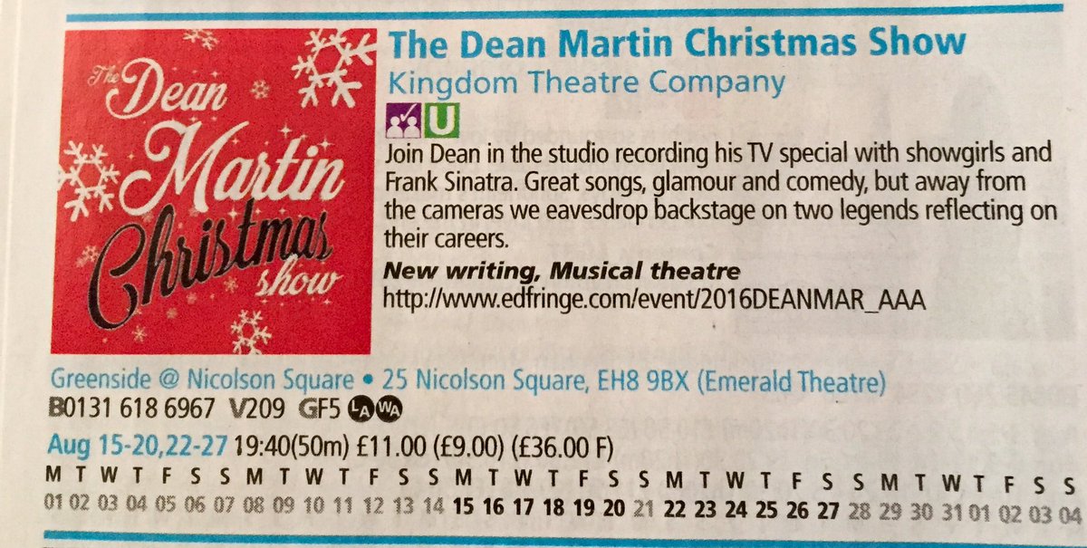 SinatraFinal's tweet photo. Recommended show @kingdomtheatre @edfringe https://t.co/Ziarb3z3aG