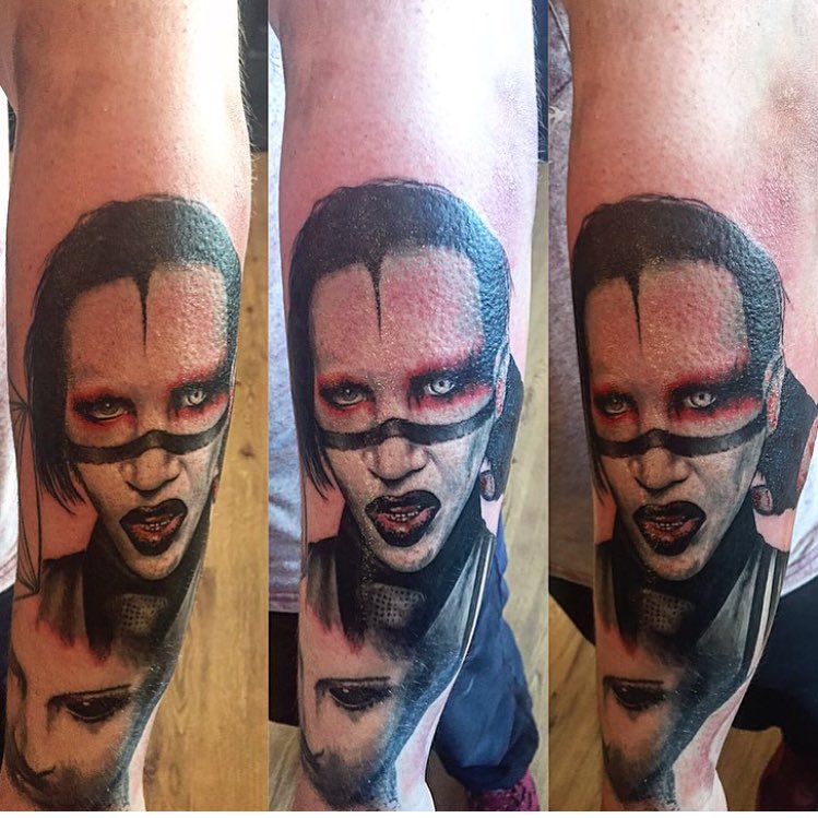 #MarilynManson #marilynmansontattoo #tattoo #portrait #colourtattoo #colortattoo #kustomink @kustominkplee