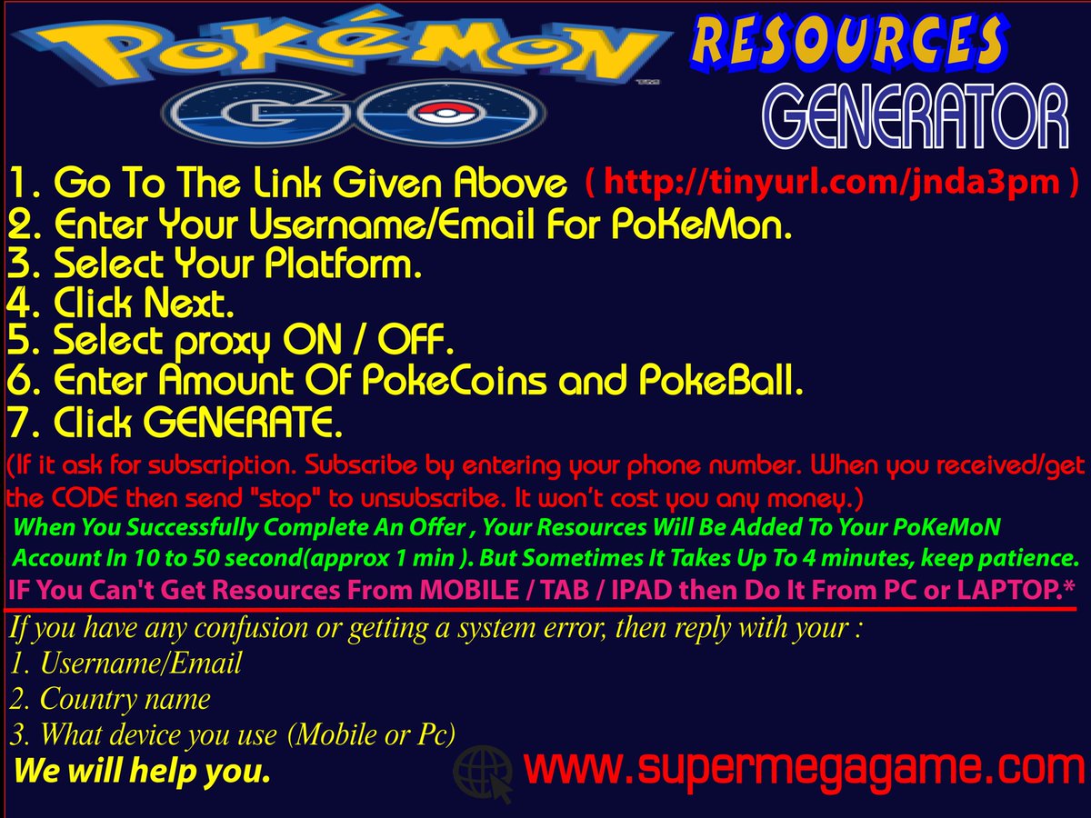 Game_Resources's tweet image. GO TO THIS LINK FOR FREE PoKeCoins and PoKeBalls :
tinyurl.com/jnda3pm
Instructions are given below (in photo) :