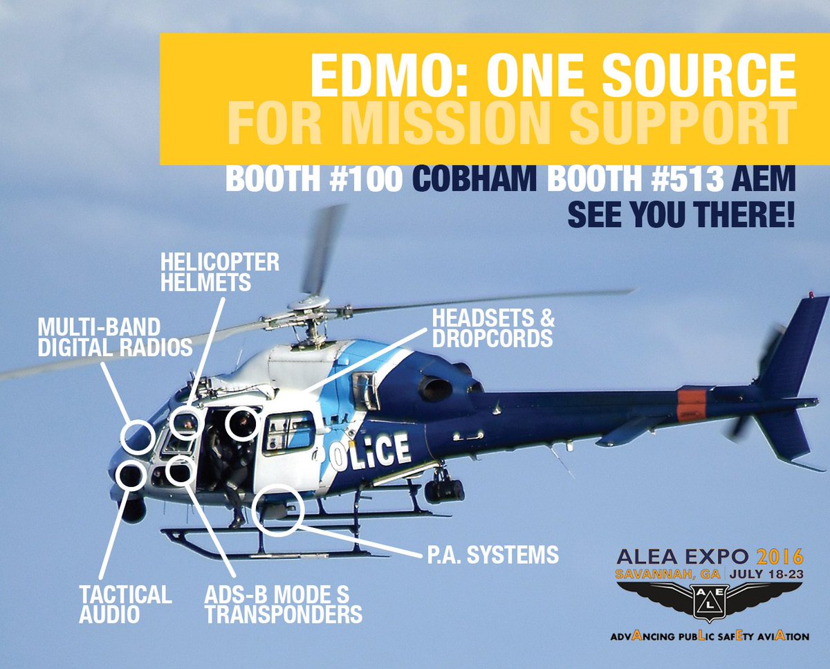 Visit <a href="/EDMO_Dist/">EDMO Distributors</a> TacComm specialist at #ALEAEXPO2016 booths: @Cobham_plc #100 <a href="/AEMCorp/">AEM Corp</a> #513 <a href="/ParacleteALS/">ParacleteLifeSupport</a> #530
